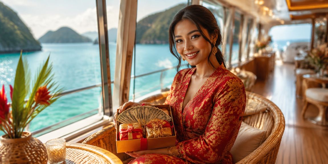 Suasana kasino dan taruhan di kafe Vietnam yang elegan dengan pencahayaan hangat